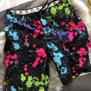 Hurley neon paint splatter swim trunks size 36